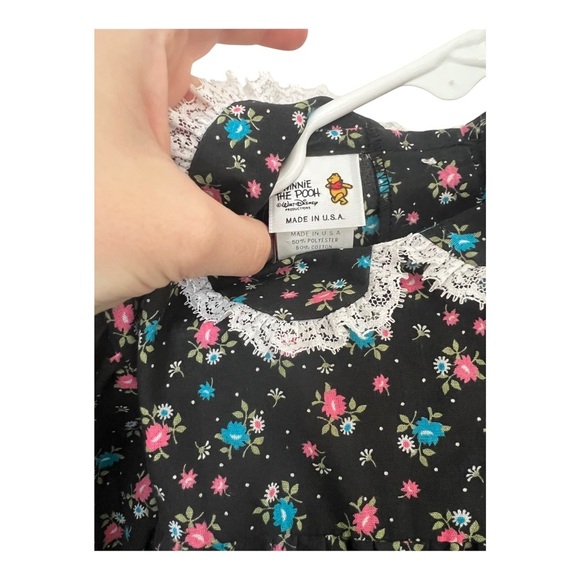 Vintage Girl’s Floral Dress Peter Pan Lace Collar Winnie the Pooh size 6 - Picture 4 of 4